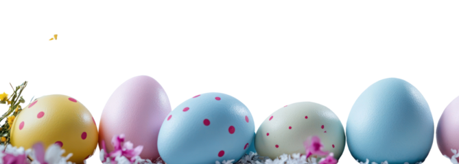 PNG Easter eggs and cute bunnies easter easter eggs arrangement.