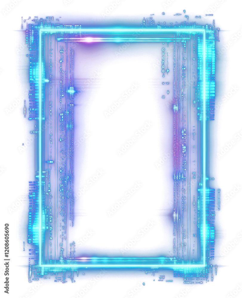 Canvas Prints png neon data stream frame futuristic glowing digital.