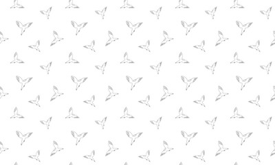 Seamless pattern with flying birds in hand drawn style.