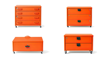 Bright Orange Filing Cabinet on Clear Background Generative AI