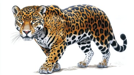 Obraz premium Majestic jaguar in detailed realistic illustration with spotted fur