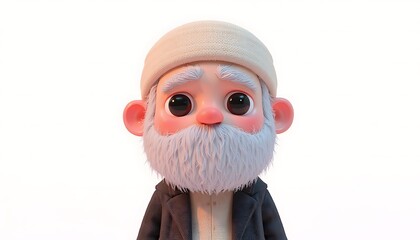 Charming 3D Render of a Gentle Elderly Man