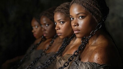 International Day of Remembrance of Slavery Victims: transatlantic slave trade history, african resilience, black heritage preservation, memory of oppression, chains of injustice, struggle freedom.