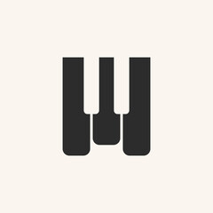 letter m piano line monogram logo vector silhouette.