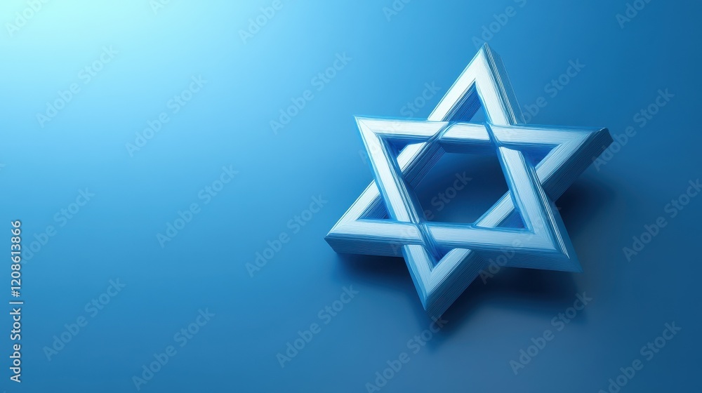 Aufkleber blue star of david on gradient background with 3d effect