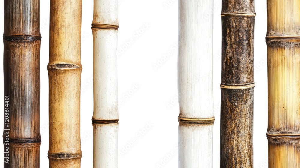 Poster bamboo trunks showcasing natural variations in color generative ai