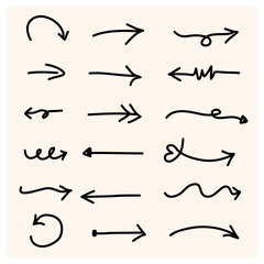 Hand-drawn Arrows Set with doodle style drawing