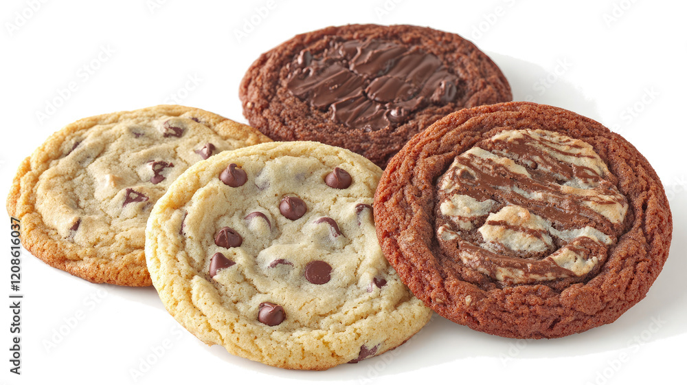 Poster freshly baked choco chip cookies displayed creatively generative ai