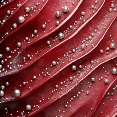 Fototapeta premium Detailed shot of a red cake. Sugary delight for your favorite person. Ideal dessert for Valentine's Day.