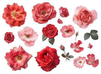 PNG Red roses floating petals elegant flower.