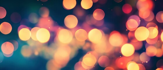 Warm Bokeh Lights Festive Background, Copy Space