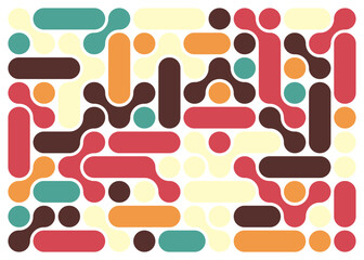 Abstract Retro Pattern With Bold Coloured Geometric Shapes in Vibrant Tones