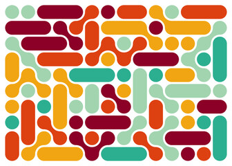 Colorful Abstract Geometric Pattern of Circles and Bars in Modern Style