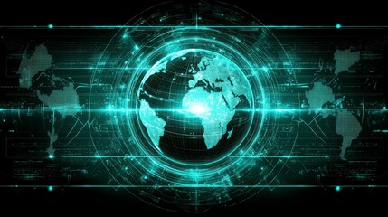 Fototapeta premium Futuristic Global Network Digital Earth with Advanced Technology Interface and Data Streams