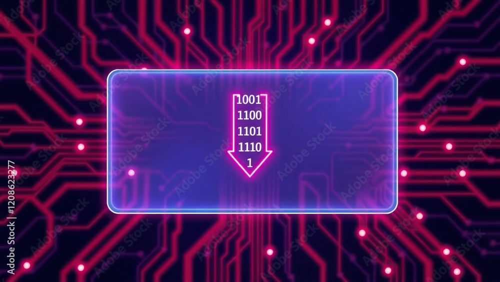 Poster digital data stream downward neon display circuit board