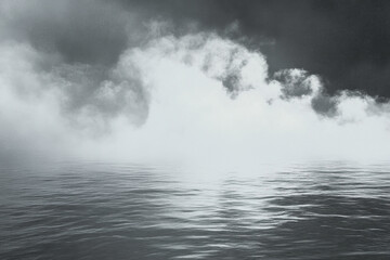 Fototapeta premium PNG Mysterious fog over dark water.