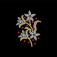 Rhinestone applique collar design for t-shirt or blouse hot-fix transfer. Abstract beautiful glitter applique rhinestone motif.	