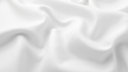 Obraz premium A mesmerizing close-up of pristine white fabric, showcasing its delicate balance between silky-smooth patches and gentle, undulating waves, hinting at high-quality cotton or polyester. Its pure tone c