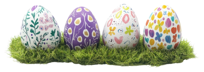 PNG 5 easter eggs hand-painted celebration ornamental.