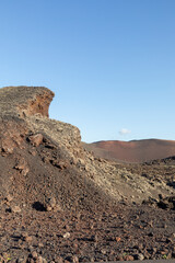 scenic view to Timanfaya volcano national park in Lanzarote, Canary islands