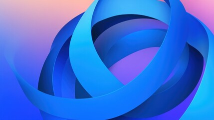 Abstract blue ribbons swirling on a pink and purple gradient background.