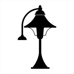 Lamp of vector silhouette design, isolated background