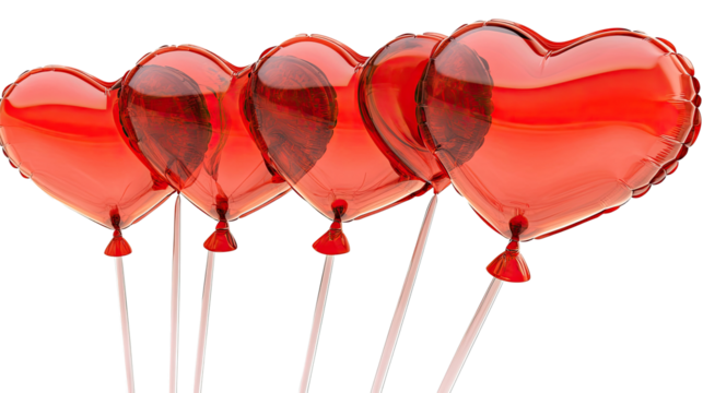 Red Heart Shaped Balloons Perfect for Valentine Themes Generative AI - Powered by Adobe