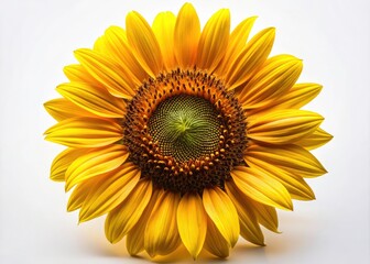 Fototapeta premium A detailed botanical macro photograph of a sunflower seed, isolated on white, employing the rule of thirds for compelling composition.