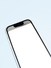 A close-up shot of a smartphone with a blank screen, ready to be replaced with media, innovation, close-up