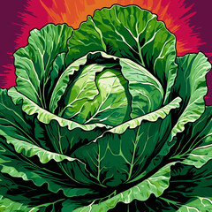 Vegetable cabbage vector art for design needs 
