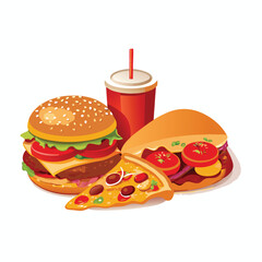 hamburger and fries vector