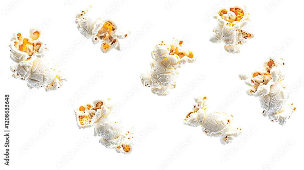 Poster popcorn kernels on transparent background generative ai