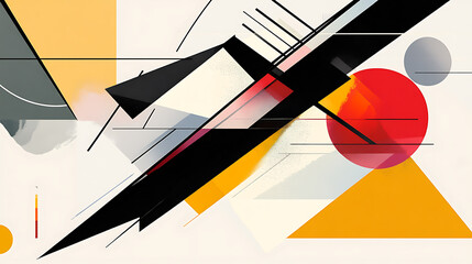 abstract composition with dynamic geometric forms arranged elegantly, set against a minimalist background 