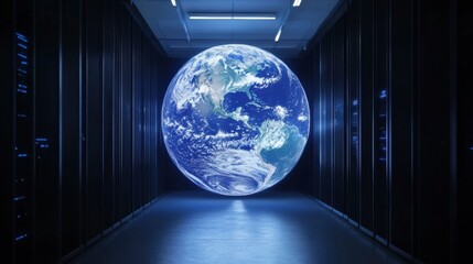 A digital twin of Earth being maintained in a supercomputer, used to predict and control global environmental changes