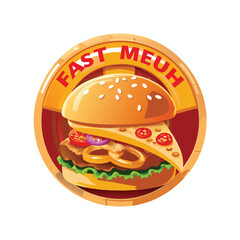 burger and fries chips vector logo white background