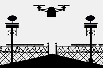Obraz premium Drone flight in the restricted area.