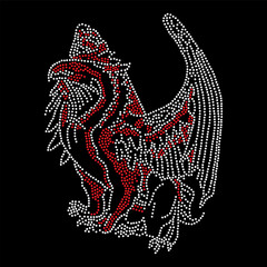 Rhinestone applique collar design for t-shirt or blouse hot-fix transfer. Abstract beautiful glitter applique rhinestone motif.	
