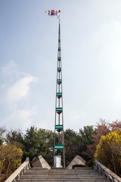 계단,태극기,게양대,언덕,육군사관학교,공릉동,노원구,서울
