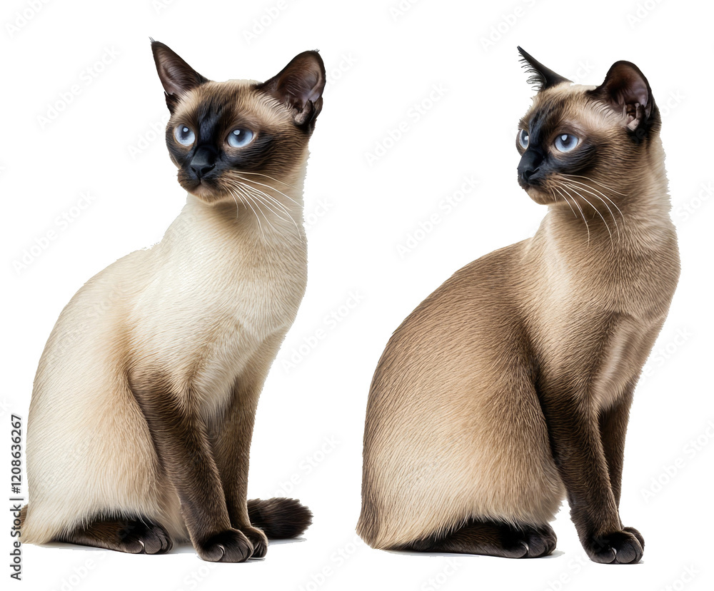 Poster siamese cats displaying unique features and poses generative ai