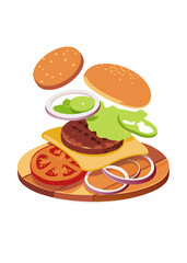 burger and chips