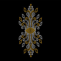 Rhinestone applique collar design for t-shirt or blouse hot-fix transfer. Abstract beautiful glitter applique rhinestone motif.	
