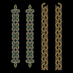 Rhinestone applique collar design for t-shirt or blouse hot-fix transfer. Abstract beautiful glitter applique rhinestone motif.	
