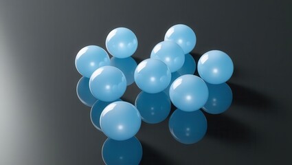 Fototapeta premium Floating blue orbs of light dark background artistic photography serene environment close-up view conceptual reflection