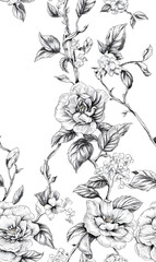 Creative Seamless Pattern 2D Doodle Floral Illustrations for wallpaper, card, tile.