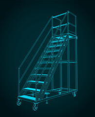 Mobile maintenance ladder illustration © blacklight_trace