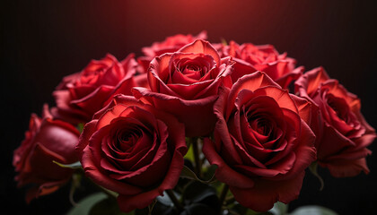 Obraz premium Red roses bouquet on dark background