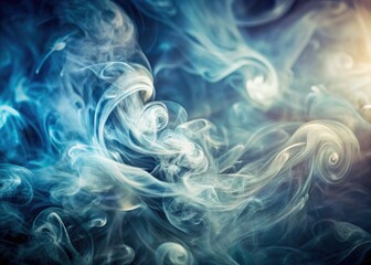 Vintage photo effect: ethereal blue, silver, and grey smoke, abstract background.