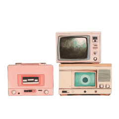 Fototapeta premium Retro radio tape player on transparent background