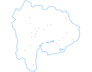 山梨県　地図　白　斑点　イラスト
