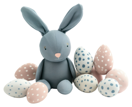 PNG Easter bunny and easter eggs decoration balloon stuffed.